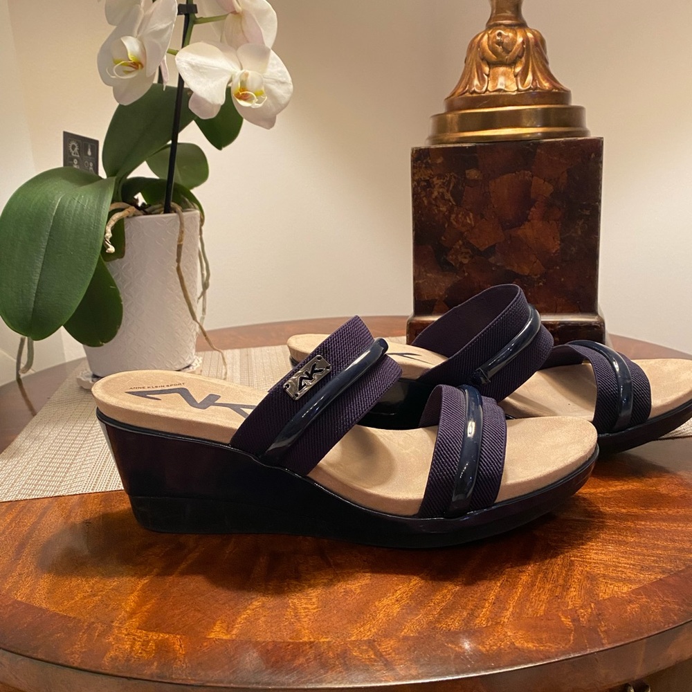 Anne Klein Sport Blue Wedge Sandals